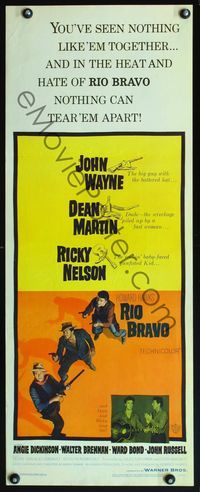 4w477 RIO BRAVO insert '59 John Wayne, Ricky Nelson, Dean Martin, Walter Brennan, Howard Hawks!