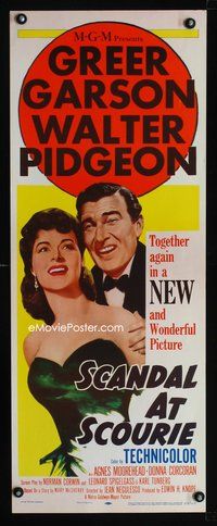 4w504 SCANDAL AT SCOURIE insert '53 great close up art of pretty Greer Garson & Walter Pidgeon!