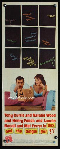 4w517 SEX & THE SINGLE GIRL insert '65 great image of Tony Curtis & sexiest Natalie Wood!