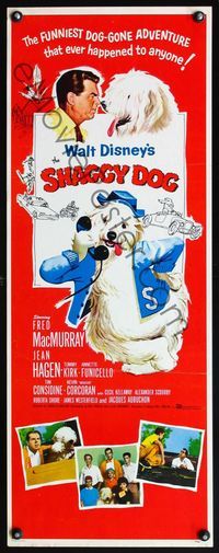 4w520 SHAGGY DOG insert '59 Disney, Fred MacMurray, sheep dog fantasy, wacky art of dog on phone!
