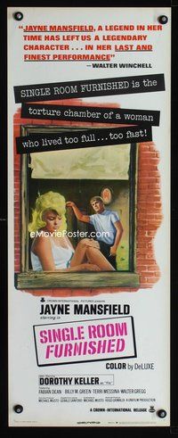 4w546 SINGLE ROOM FURNISHED insert '68 sexy Jayne Mansfield in her last and finest performance!