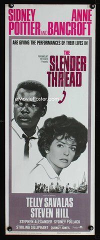 4w556 SLENDER THREAD insert '66 Sidney Poitier keeps Anne Bancroft from committing suicide!