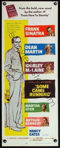 4w567 SOME CAME RUNNING insert '59 full-length art of Frank Sinatra w/Dean Martin, Shirley MacLaine