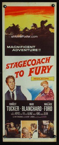 4w589 STAGECOACH TO FURY insert '56 Marie Blanchard & Forrest Tucker in magnificent adventure!