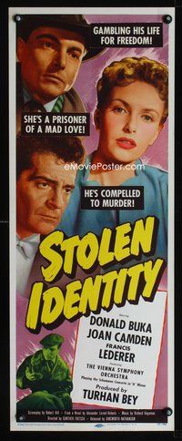 4w602 STOLEN IDENTITY insert '53 he's gambling his life for freedom, she's a prisoner of mad love!