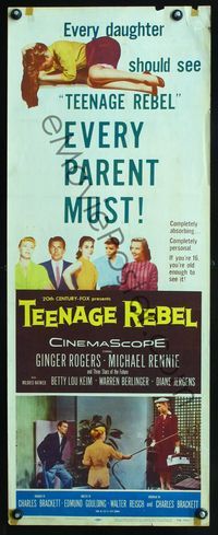 4w646 TEENAGE REBEL insert '56 Rennie sends daughter to mom Ginger Rogers, every parent must see!
