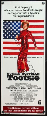 4w679 TOOTSIE insert '82 full-length Dustin Hoffman in drag by American flag!