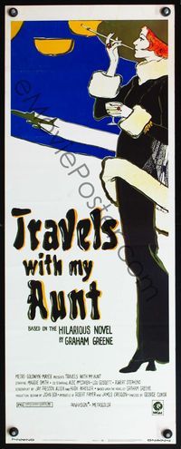 4w685 TRAVELS WITH MY AUNT insert '72 from Graham Greene's novel, cool Art Nouveau-style art!