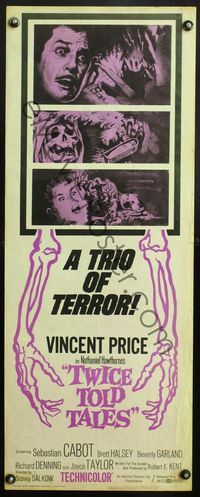 4w688 TWICE TOLD TALES insert '63 Vincent Price, Nathaniel Hawthorne, a trio of terror!