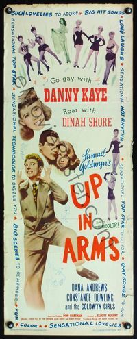 4w694 UP IN ARMS insert R51 funnyman Danny Kaye & Dinah Shore, sexy half-dressed Goldwyn Girls!