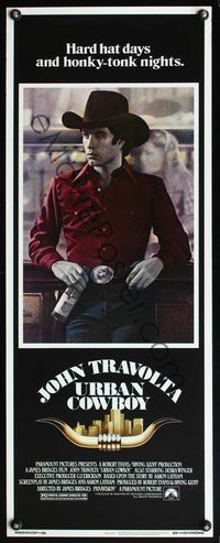 4w696 URBAN COWBOY insert '80 great image of John Travolta in cowboy hat standing at bar!