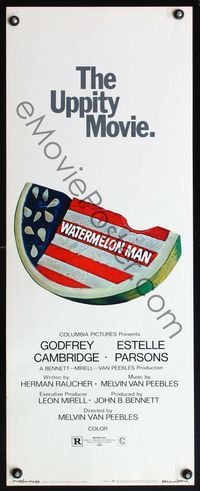 4w722 WATERMELON MAN insert '70 patriotic watermelon artwork, the uppity movie!