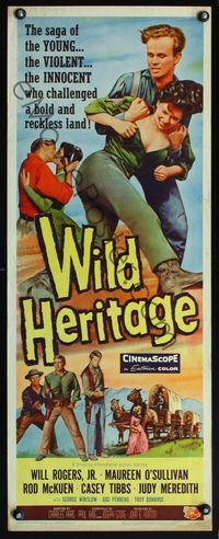4w732 WILD HERITAGE insert '58 Will Rogers Jr. & Maureen O'Sullivan in a bold and reckless land!