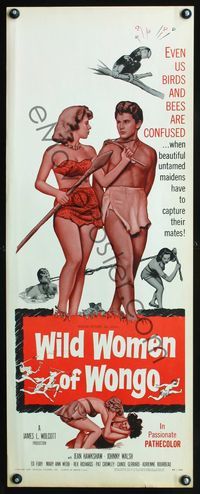 4w734 WILD WOMEN OF WONGO insert '58 wacky cave babes, even the birds & bees are confused!
