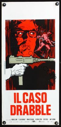 4w769 BLACK WINDMILL Italian locandina '74 cool art of Michael Caine w/Uzi by Cesselon, Don Siegel!