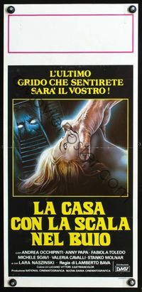 4w770 BLADE IN THE DARK Italian locandina '83 La Casa con la scala nel buio, wild horror art!