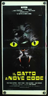 4w783 CAT O' NINE TAILS Italian locandina '71 Dario Argento's Il Gatto a Nove Code, wild horror art