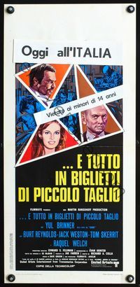4w824 FUZZ Italian locandina '73 Copizzi art of Burt Reynolds, Raquel Welch, Yul Brynner!