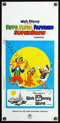 4w832 GOOFY, PLUTO & DONALD DUCK SUPERSHOW Italian locandina '73 art of classic Disney characters!