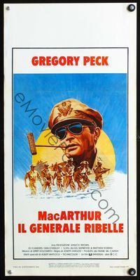 4w883 MacARTHUR Italian locandina '77 art of Gregory Peck as daring Rebel General MacArthur!