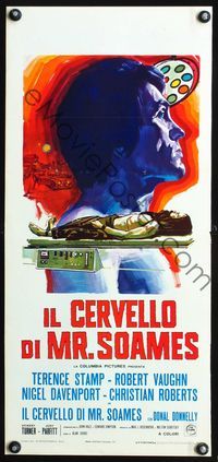 4w893 MIND OF MR. SOAMES Italian locandina '70 Terence Stamp, Robert Vaughn, cool artwork!