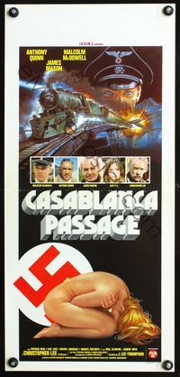 4w911 PASSAGE Italian locandina '79 cool art of exploding train, Nazi officer Malcolm McDowell