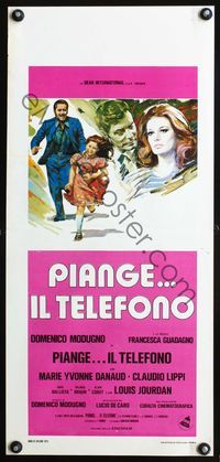 4w912 PIANGE IL TELEFONO Italian locandina '75 artwork of Domenico Modugno, Francesca Guadagno!