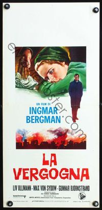 4w946 SHAME Italian locandina '69 Ingmar Bergman directed, art of Liv Ullmann, Skammen!
