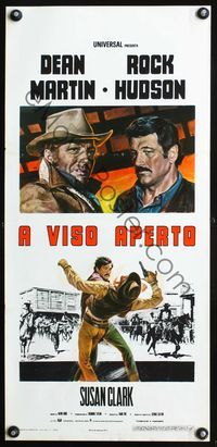 4w949 SHOWDOWN Italian locandina '73 MOS art of Rock Hudson & Dean Martin, western!