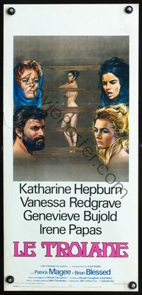 4w971 TROJAN WOMEN Italian locandina '71 Katharine Hepburn, Redgrave, Michael Cacoyannis directed!