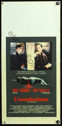 4w973 TRUE CONFESSIONS Italian locandina '81 priest Robert De Niro, detective Robert Duvall!