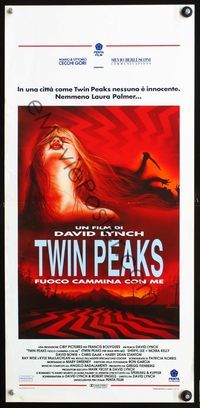 4w975 TWIN PEAKS: FIRE WALK WITH ME Italian locandina '92 David Lynch, wild Cecchini artwork!