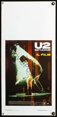 4w977 U2 RATTLE & HUM Italian locandina '88 great image of Irish rocker Bono performing on stage!