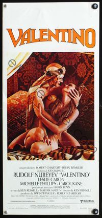 4w980 VALENTINO Italian locandina '77 image of Rudolph Nureyev & naked Michelle Phillipes!