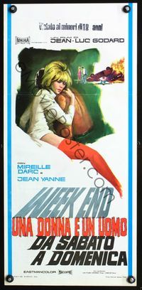 4w987 WEEK END Italian locandina '68 Jean-Luc Godard directed, Mireille Darc, Jean Yanne!