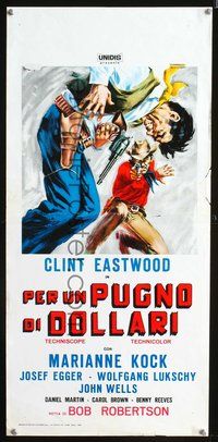 4w819 FISTFUL OF DOLLARS Italian locandina R66 Sergio Leone's Per un Pugno di Dollari, Eastwood!