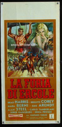 4w823 FURY OF HERCULES Italian locandina '63 La Furia di Ercole, cool Gasparri sword & sandal art!