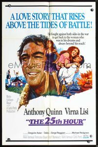 4x010 25th HOUR 1sh '67 great art of Anthony Quinn & sexy Virna Lisi by Howard Terpning!