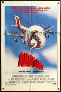 4x025 AIRPLANE 1sh '80 classic zany parody by Jim Abrahams and David & Jerry Zucker!