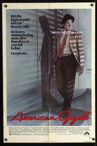 4x034 AMERICAN GIGOLO 1sh '80 handsomest male prostitute Richard Gere is being framed for murder!
