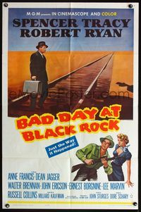 4x044 BAD DAY AT BLACK ROCK 1sh R62 Spencer Tracy tries to find out just what did happen to Kamoko!