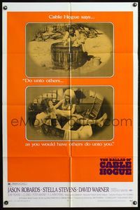 4x049 BALLAD OF CABLE HOGUE 1sh '70 Sam Peckinpah, Jason Robards & sexy Stella Stevens in wash tub!