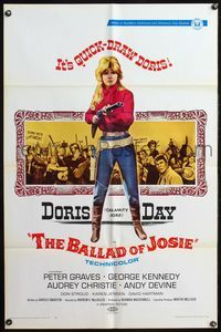 4x050 BALLAD OF JOSIE 1sh '68 great full-length image of quick-draw Doris Day pointing shotgun!