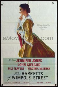 4x062 BARRETTS OF WIMPOLE STREET 1sh '57 great art of Jennifer Jones as Elizabeth Browning!