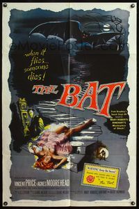 4x064 BAT 1sh '59 great horror art of Vincent Price & sexy fallen girl!