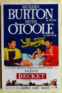 4x066 BECKET style B 1sh '64 Richard Burton as Becket, Peter O'Toole, John Gielgud