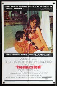 4x067 BEDAZZLED 1sh '68 classic fantasy, Dudley Moore stares at sexy Raquel Welch as Lust!
