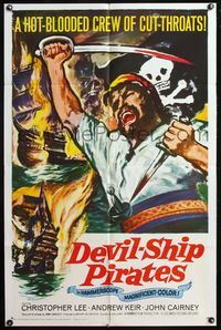 4x185 DEVIL-SHIP PIRATES 1sh '64 a hot-blooded crew of cutthroats, cool buccaneer artwork!