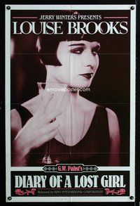 4x186 DIARY OF A LOST GIRL 1sh R82 close-up of sexy Louise Brooks w/wine glass!