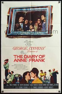 4x188 DIARY OF ANNE FRANK 1sh '59 Millie Perkins as Jewish girl in hiding in World War II!